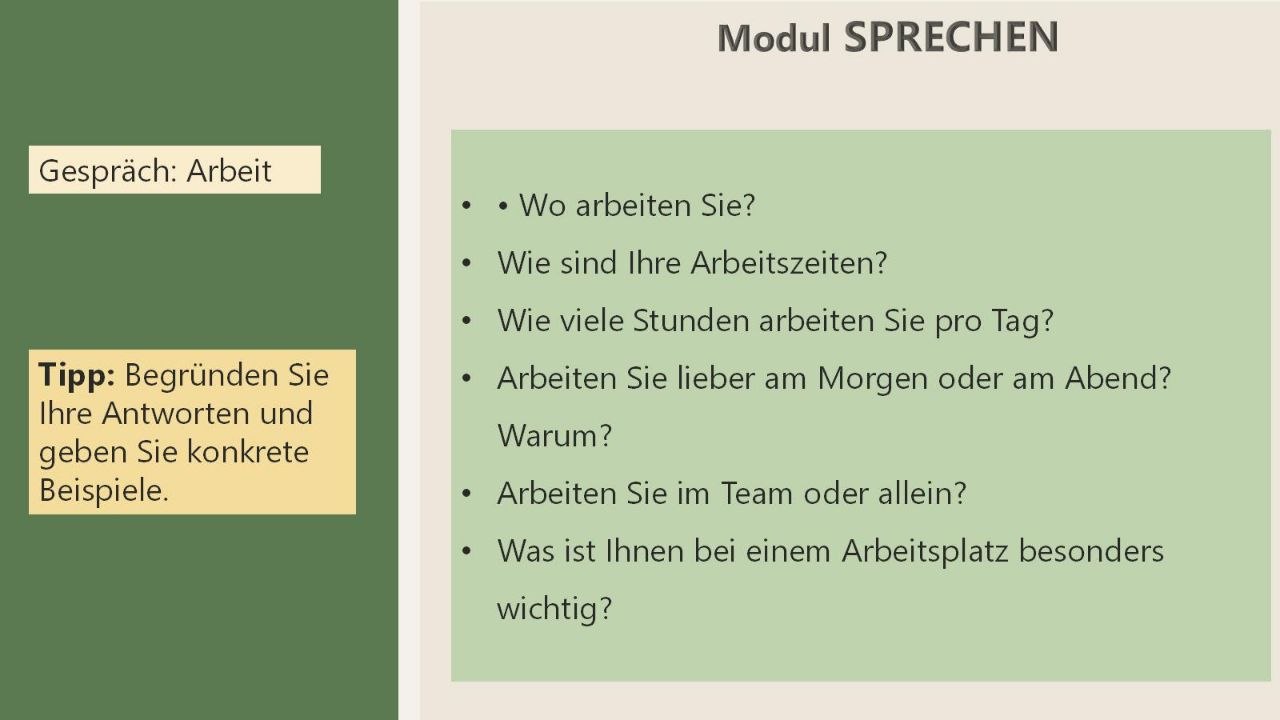 Lesson slide: conversation questions about work